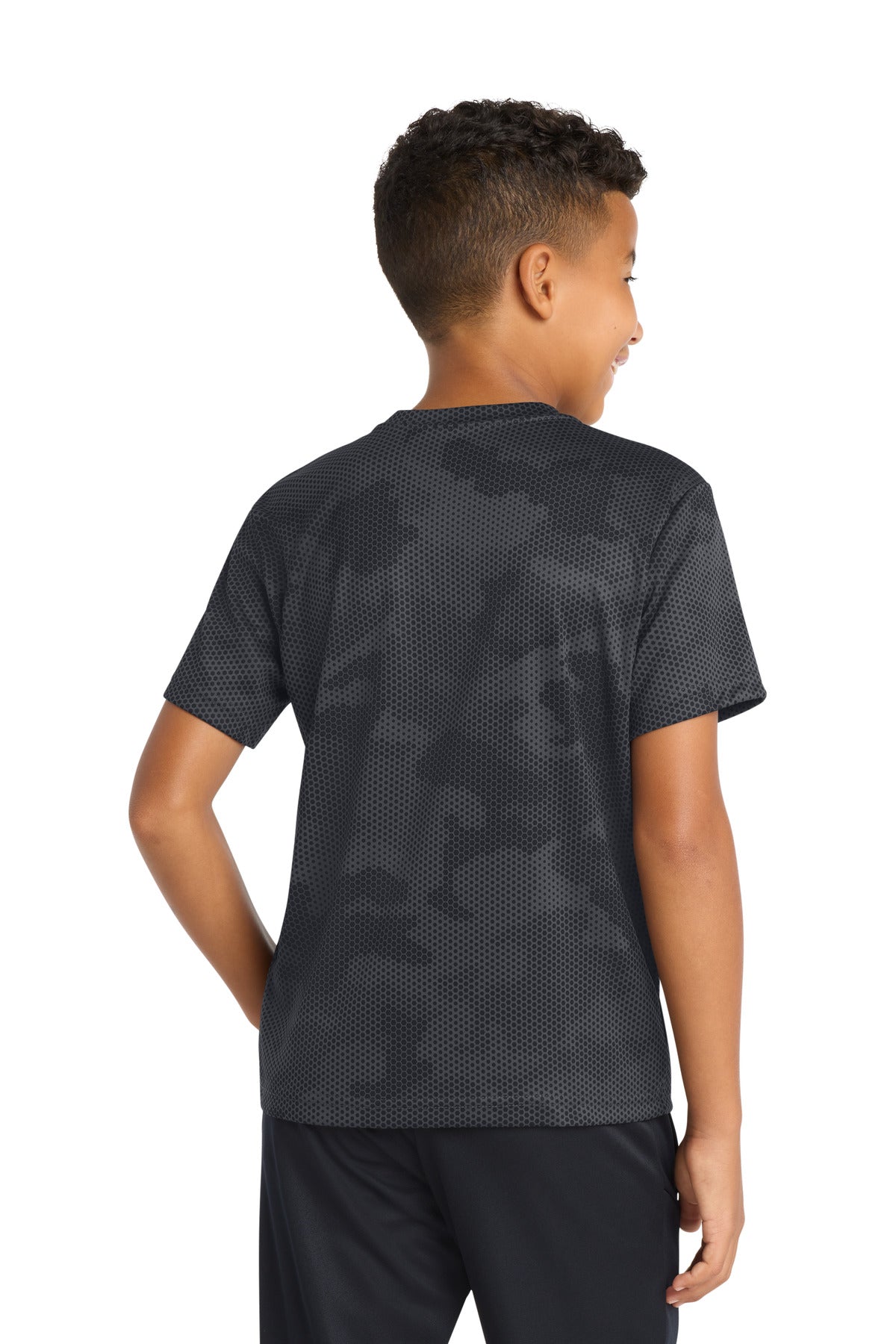 Sport-Tek Youth CamoHex Tee YST370 - Iron Grey - Back