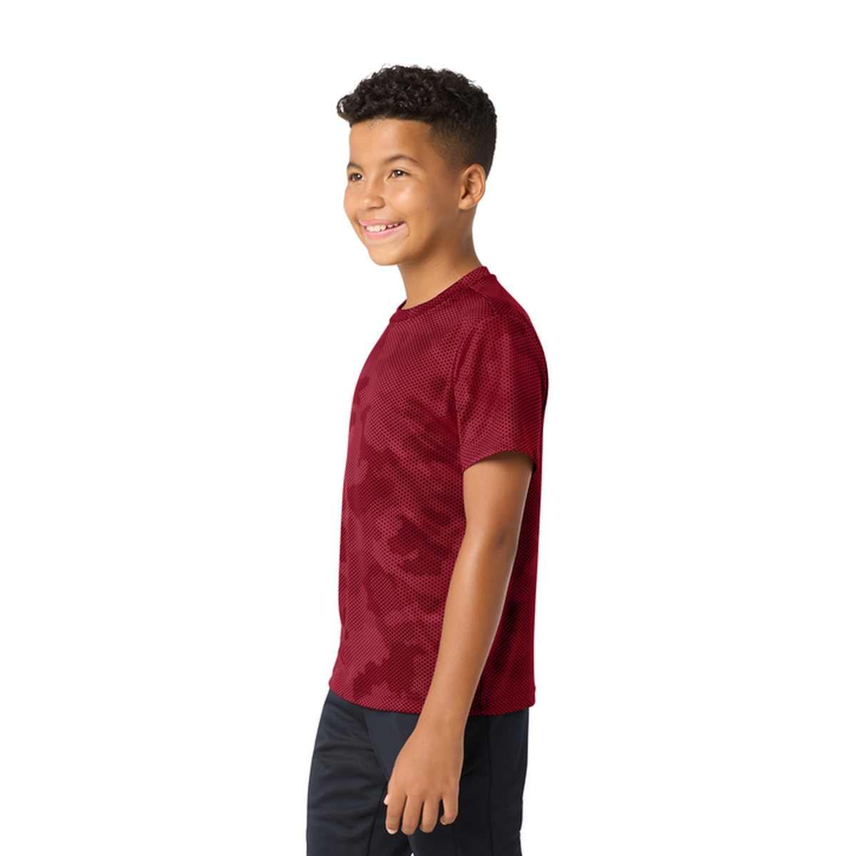 Sport-Tek Youth CamoHex Tee YST370 - Deep Red - Left Sleeve