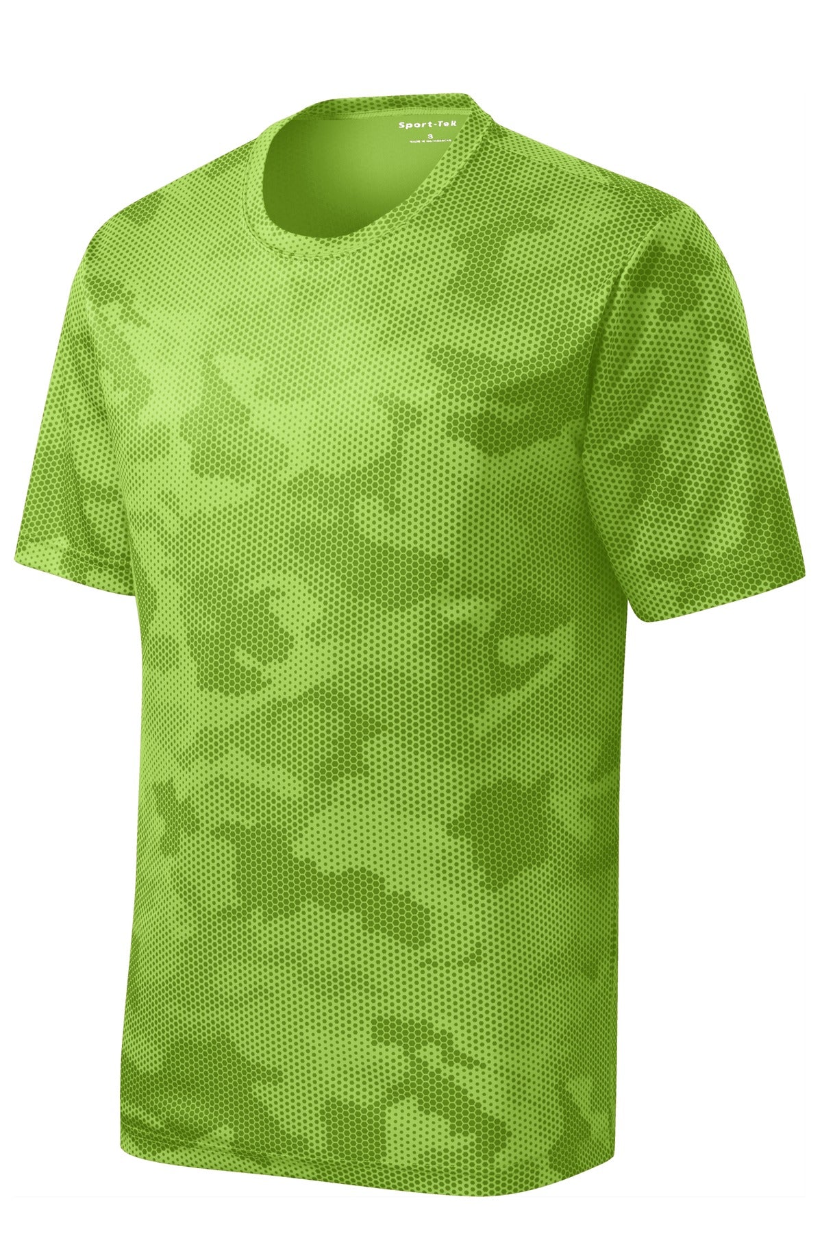 Sport-Tek Youth CamoHex Tee YST370 - Lime Shock - Front (flat)