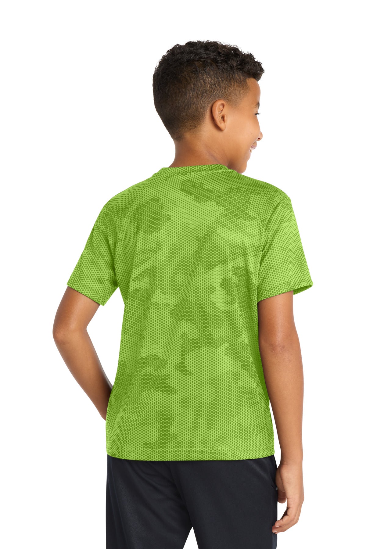 Sport-Tek Youth CamoHex Tee YST370 - Lime Shock - Back
