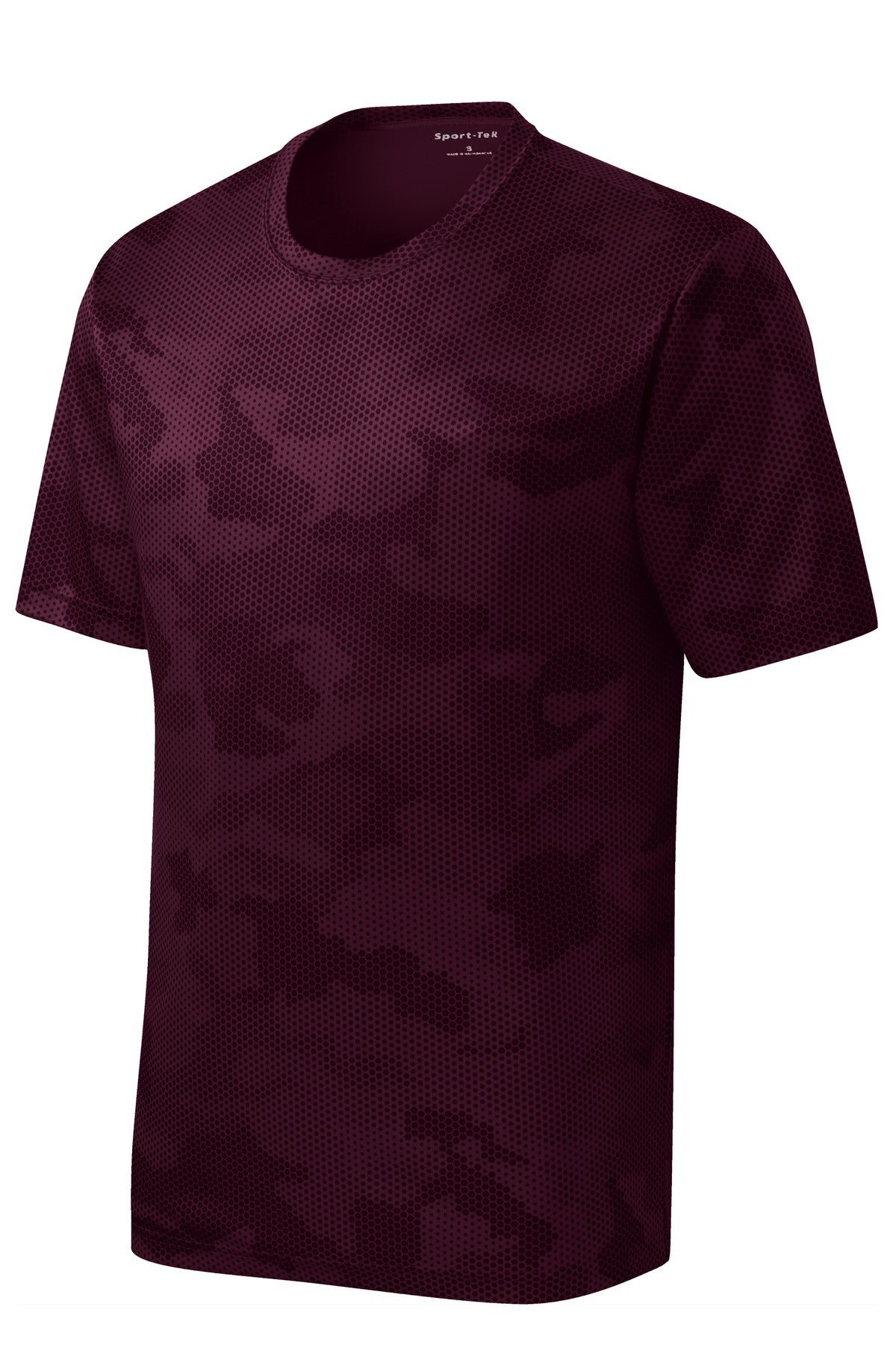 Sport-Tek Youth CamoHex Tee YST370 - Maroon - Front (flat)
