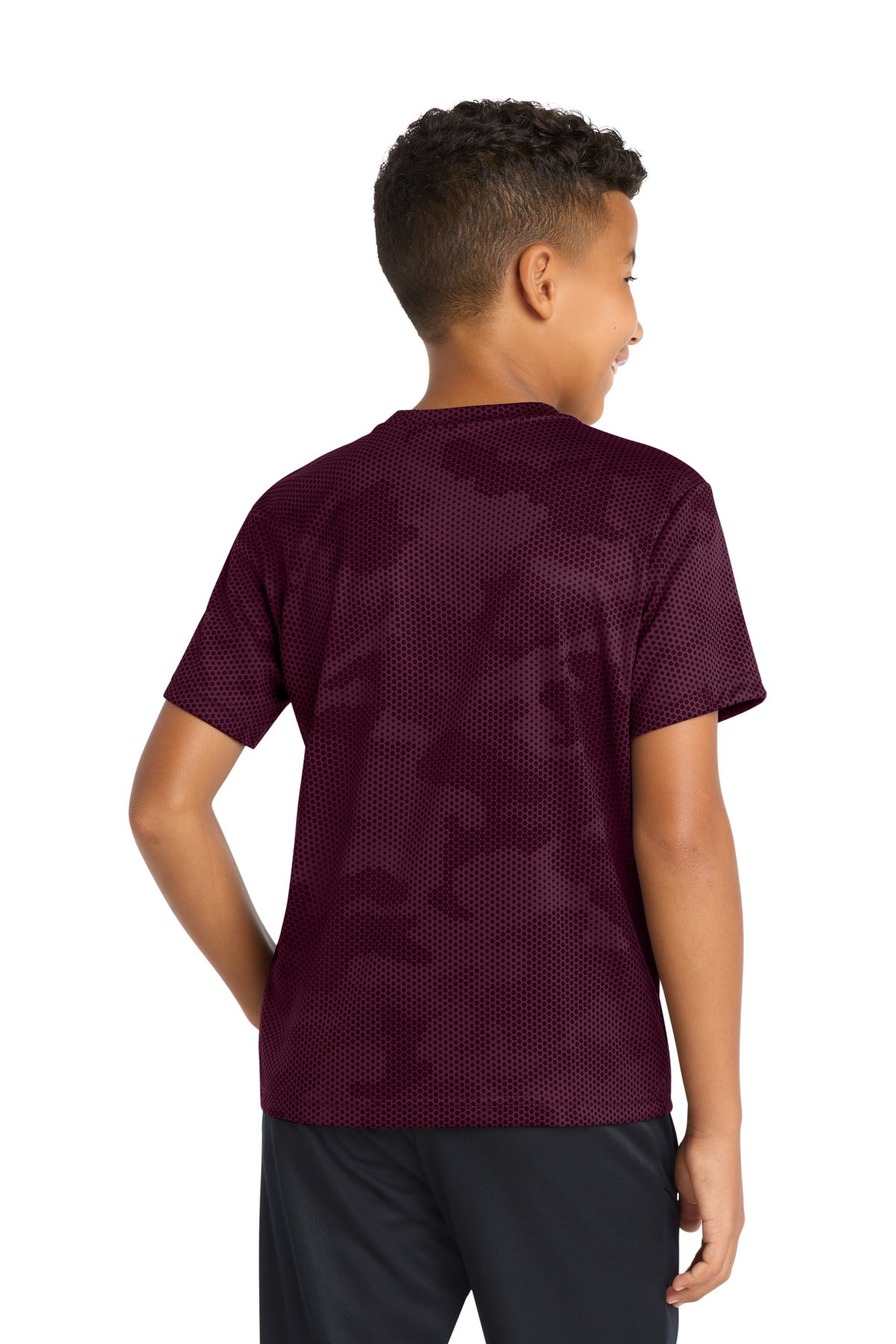 Sport-Tek Youth CamoHex Tee YST370 - Maroon - Back