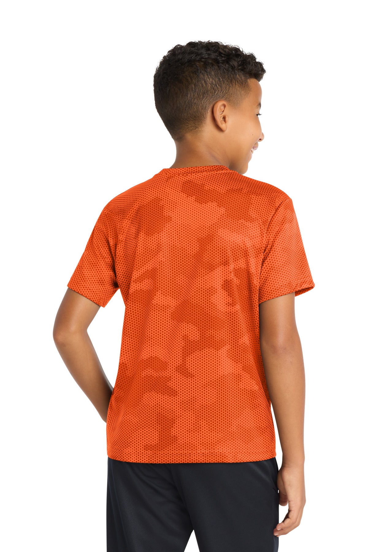 Sport-Tek Youth CamoHex Tee YST370 - Neon Orange - Back