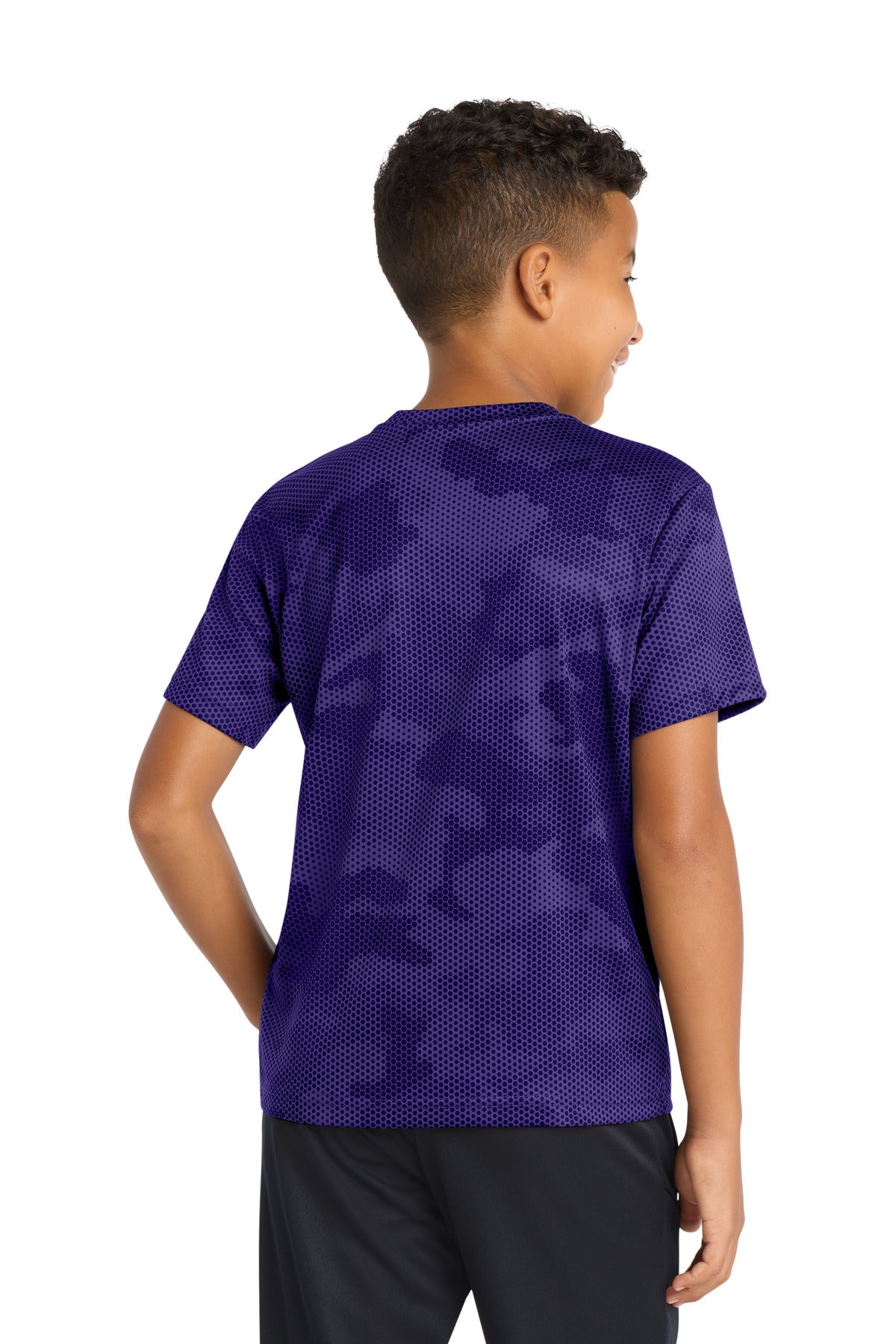 Sport-Tek Youth CamoHex Tee YST370 - Purple - Back