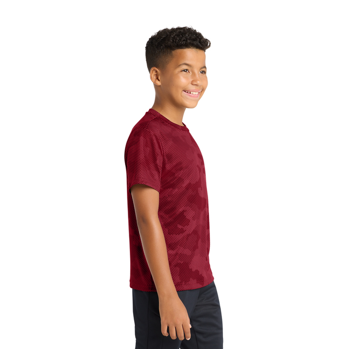 Sport-Tek Youth CamoHex Tee YST370 - Deep Red - Right Sleeve