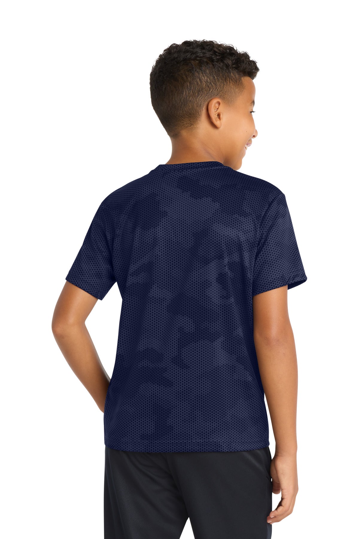 Sport-Tek Youth CamoHex Tee YST370 - True Navy - Back