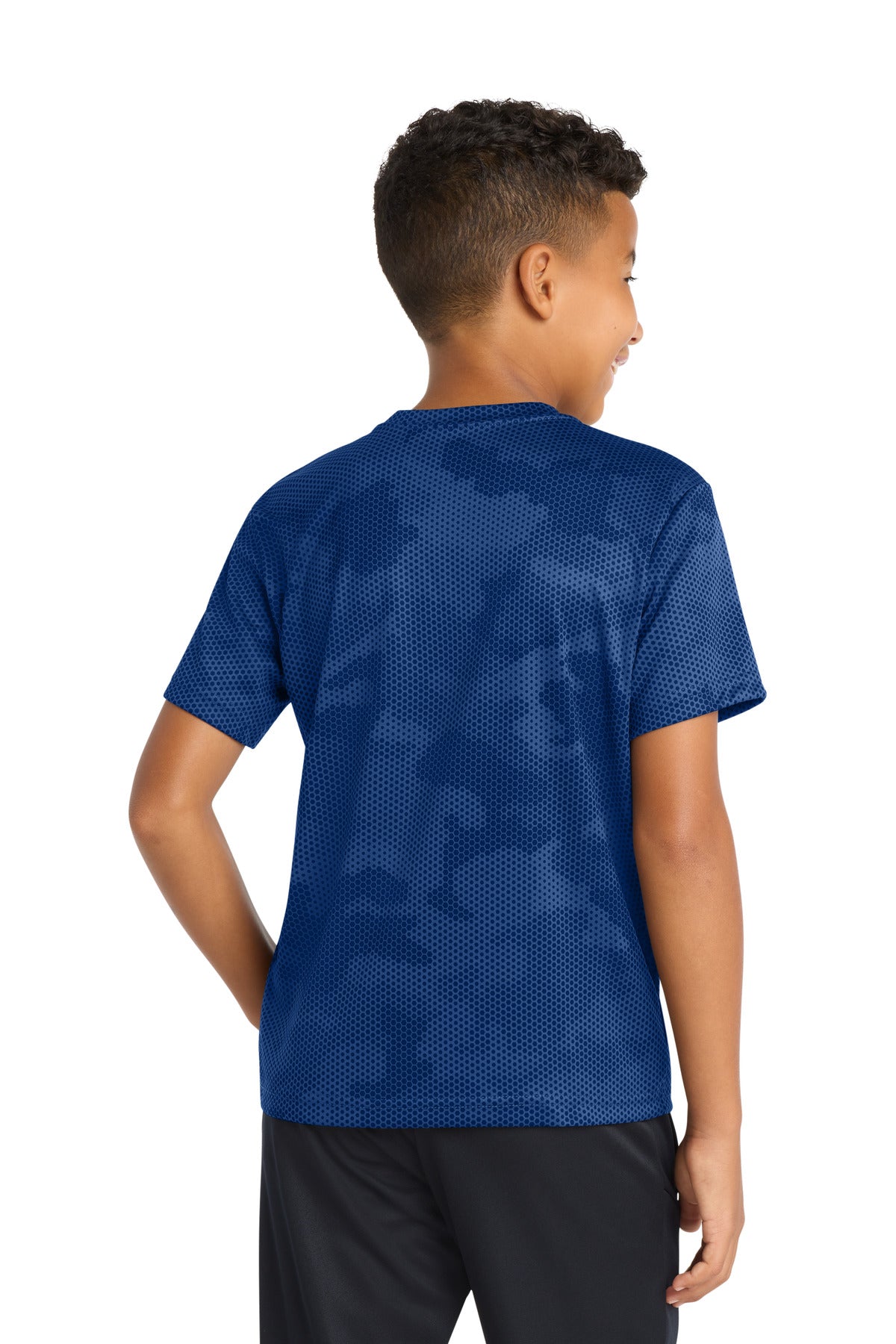 Sport-Tek Youth CamoHex Tee YST370 - True Royal - Back