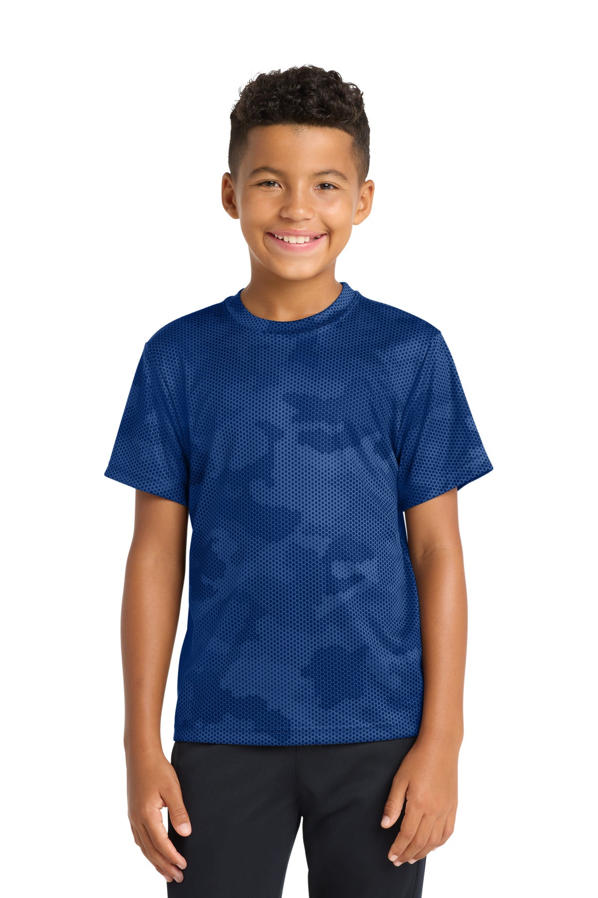 Sport-Tek Youth CamoHex Tee YST370 - True Royal - Front