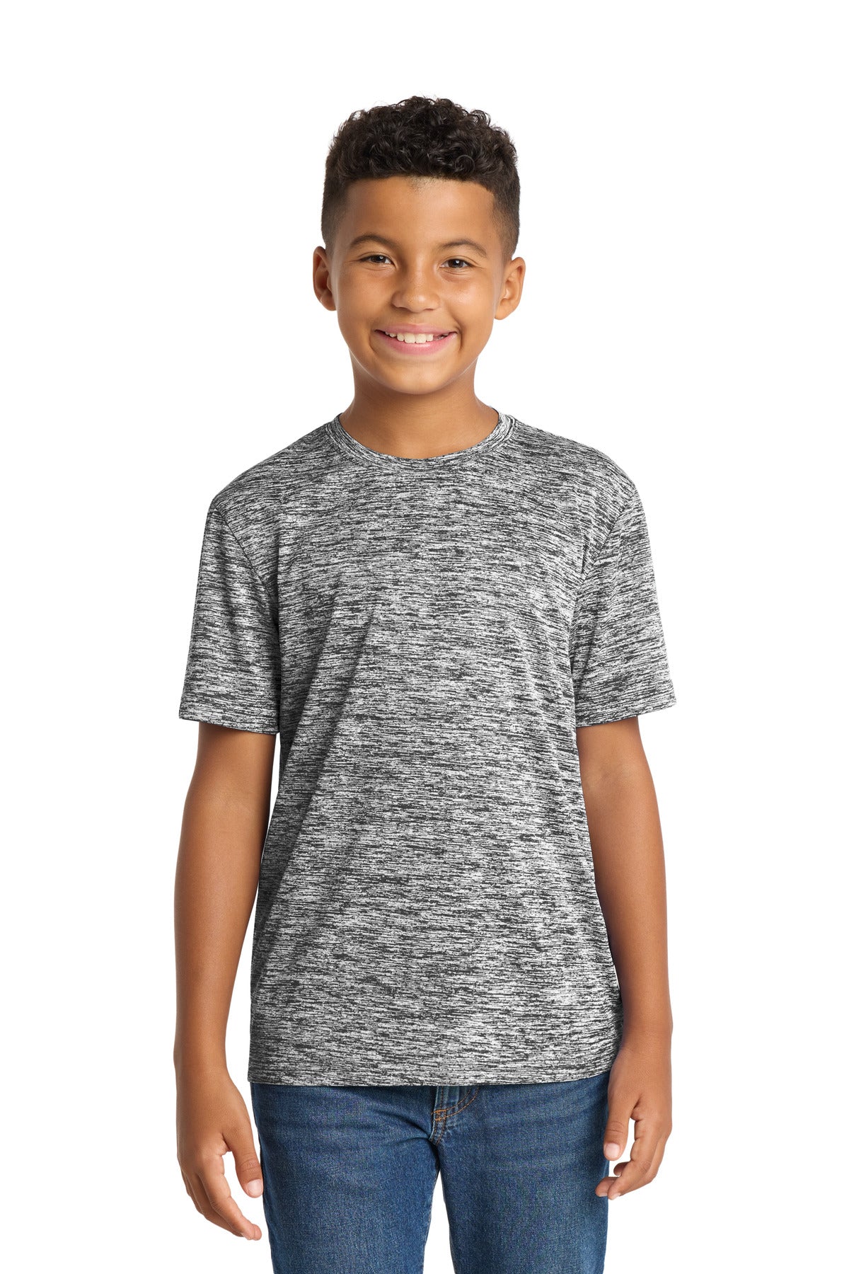 Sport-Tek Youth PosiCharge Electric Heather Tee YST390 - Black Electric - Front