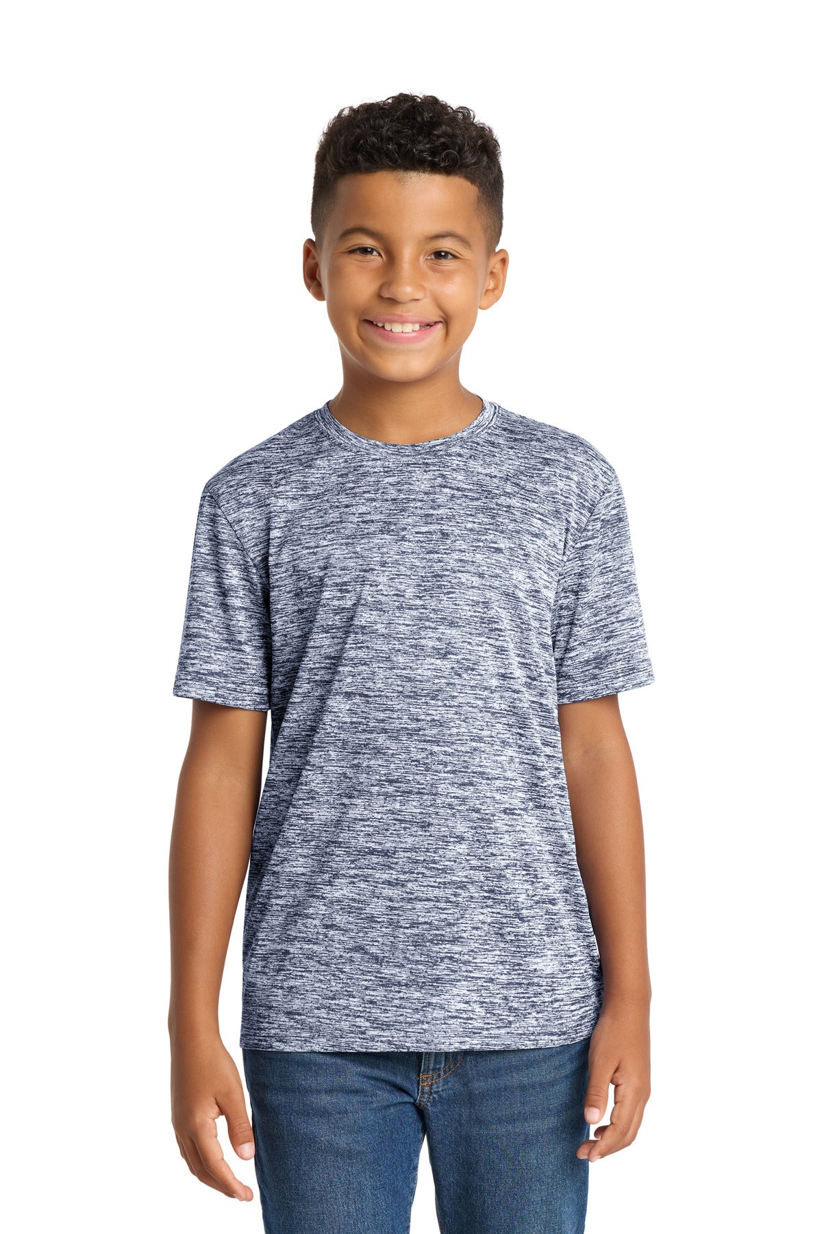 Sport-Tek Youth PosiCharge Electric Heather Tee YST390 - True Navy Electric - Front