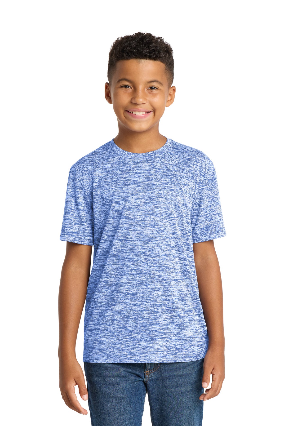 Sport-Tek Youth PosiCharge Electric Heather Tee YST390 - True Royal Electric - Front