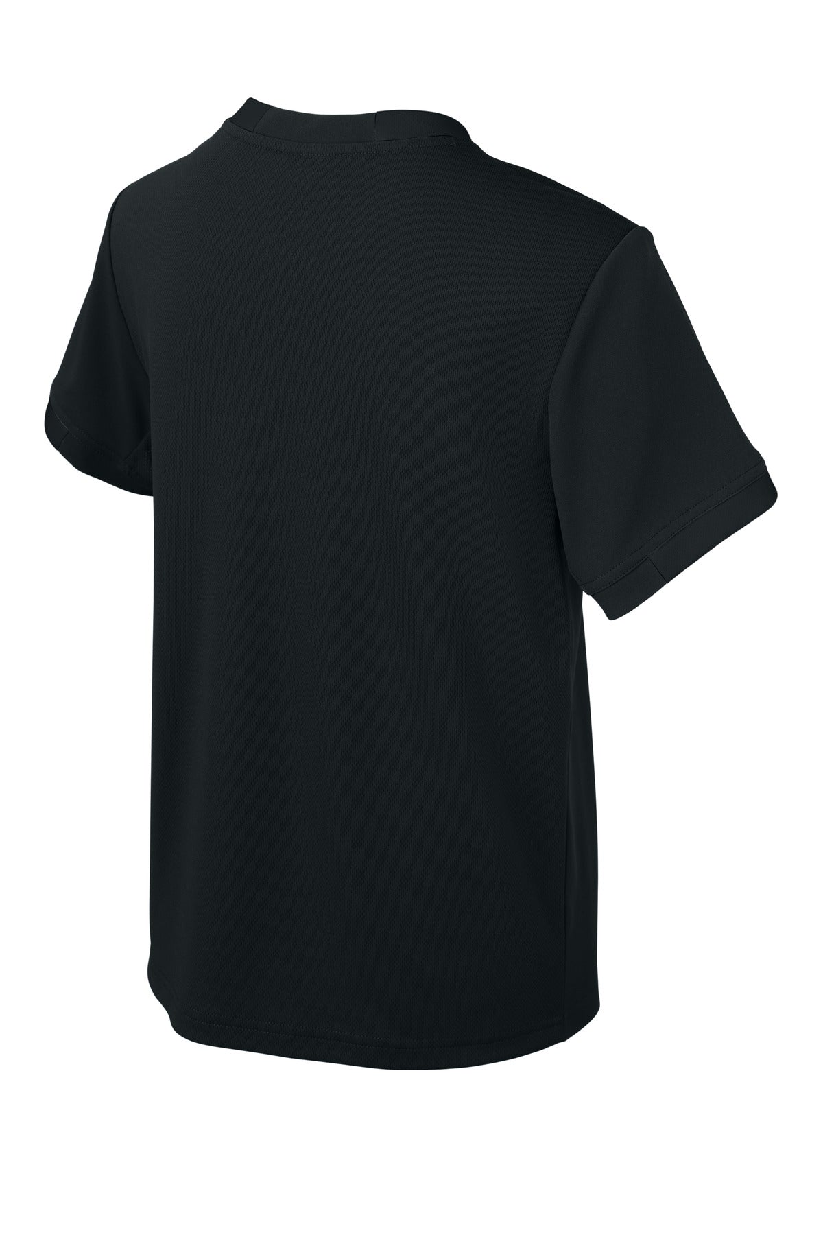 Sport-Tek Youth Club Short Sleeve Crew YST440 - Black/ Black - Back (flat)