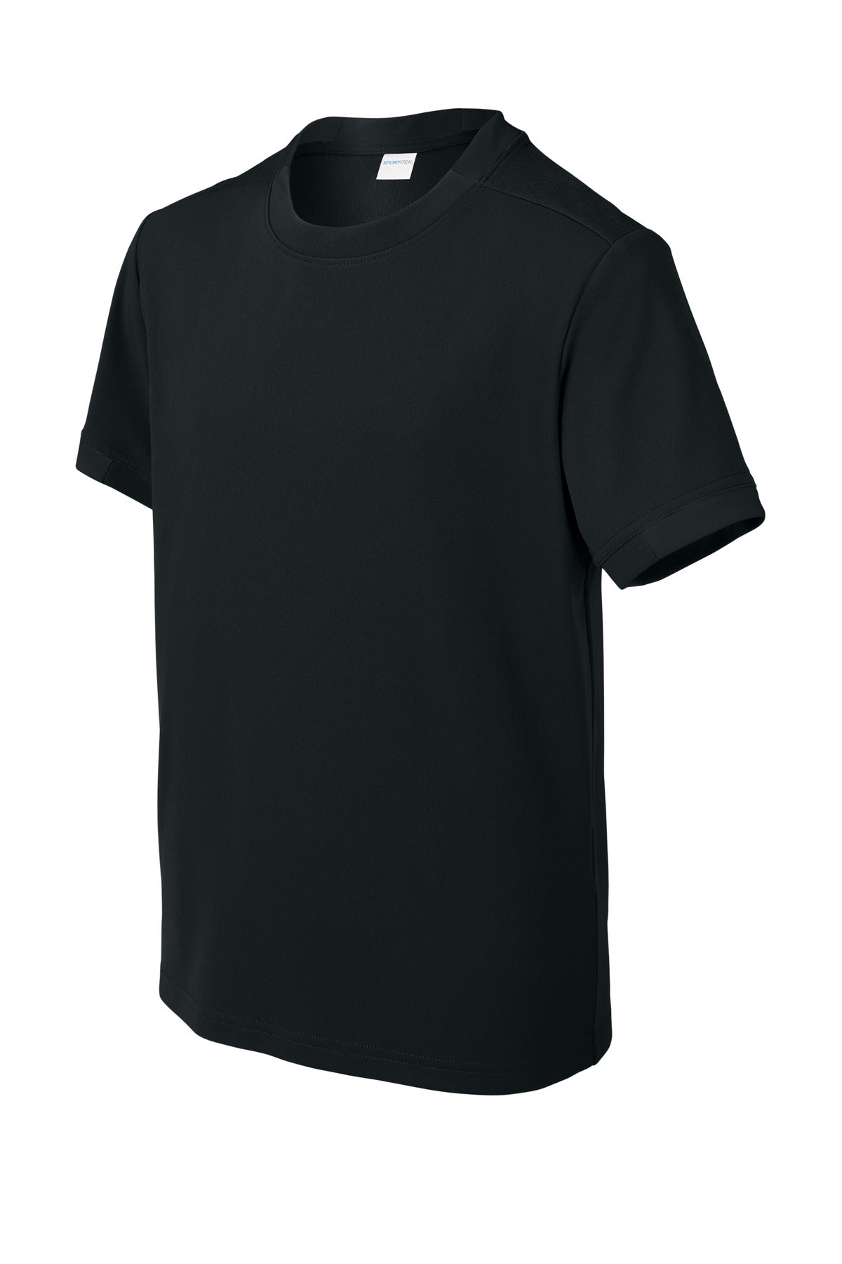 Sport-Tek Youth Club Short Sleeve Crew YST440 - Black/ Black - Front (flat)
