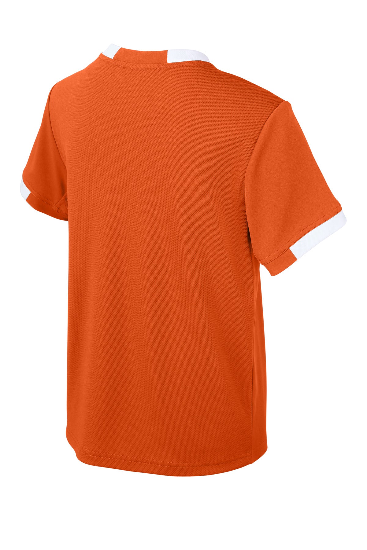 Sport-Tek Youth Club Short Sleeve Crew YST440 - Deep Orange/ White - Back (flat)