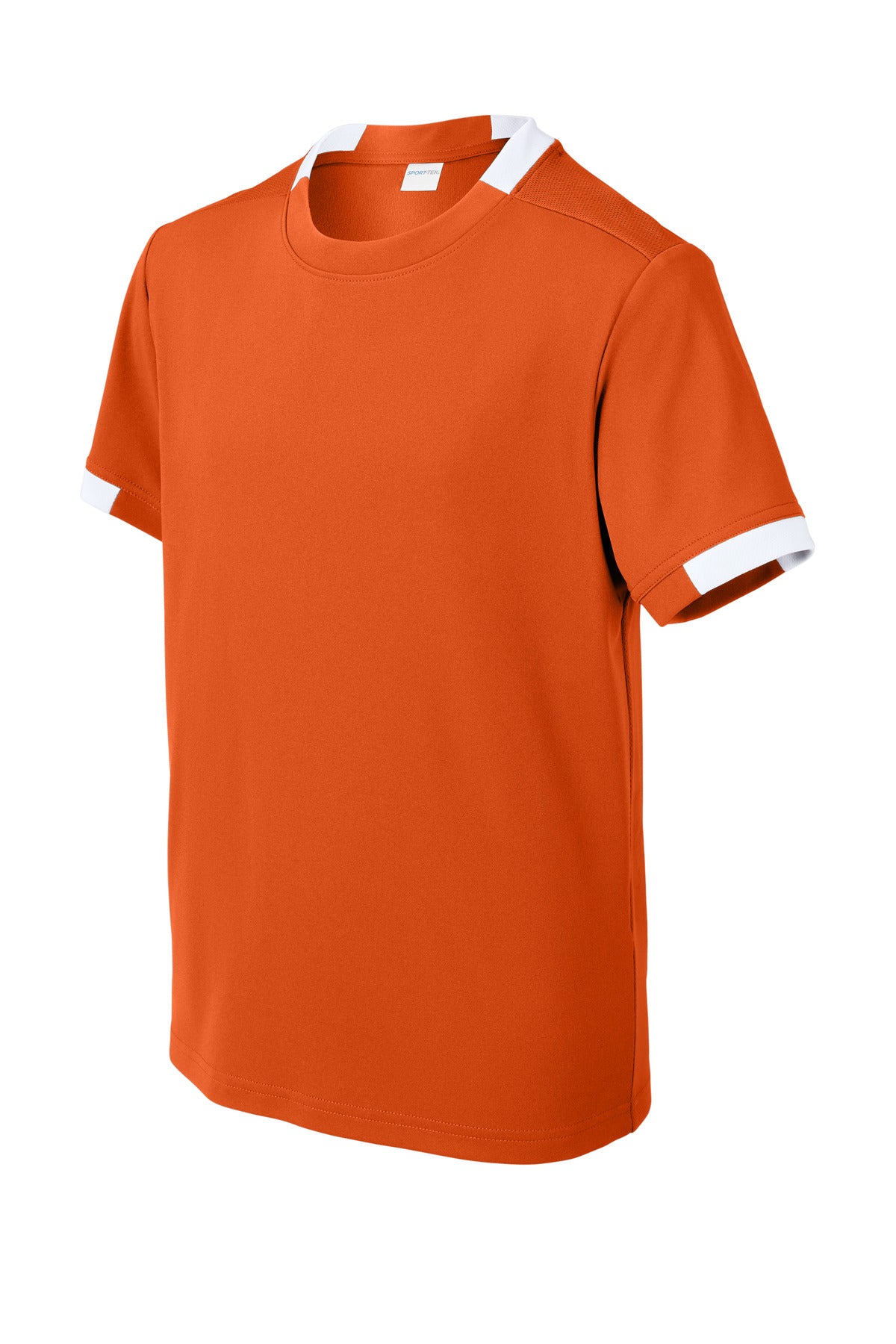 Sport-Tek Youth Club Short Sleeve Crew YST440 - Deep Orange/ White - Front (flat)