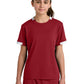 Sport-Tek Youth Club Short Sleeve Crew YST440 - Deep Red/ White - Front