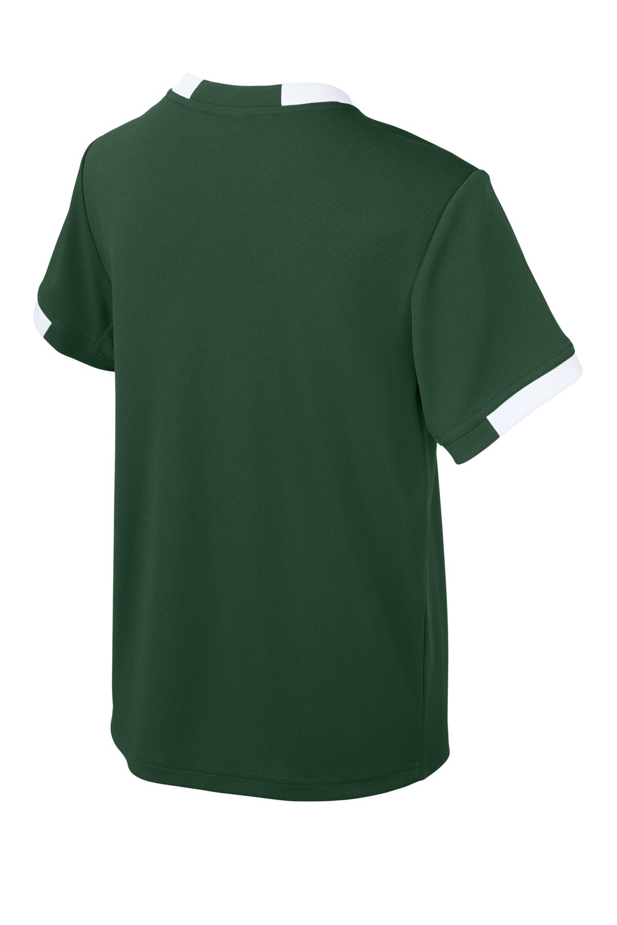 Sport-Tek Youth Club Short Sleeve Crew YST440 - Forest Green/ White - Back (flat)