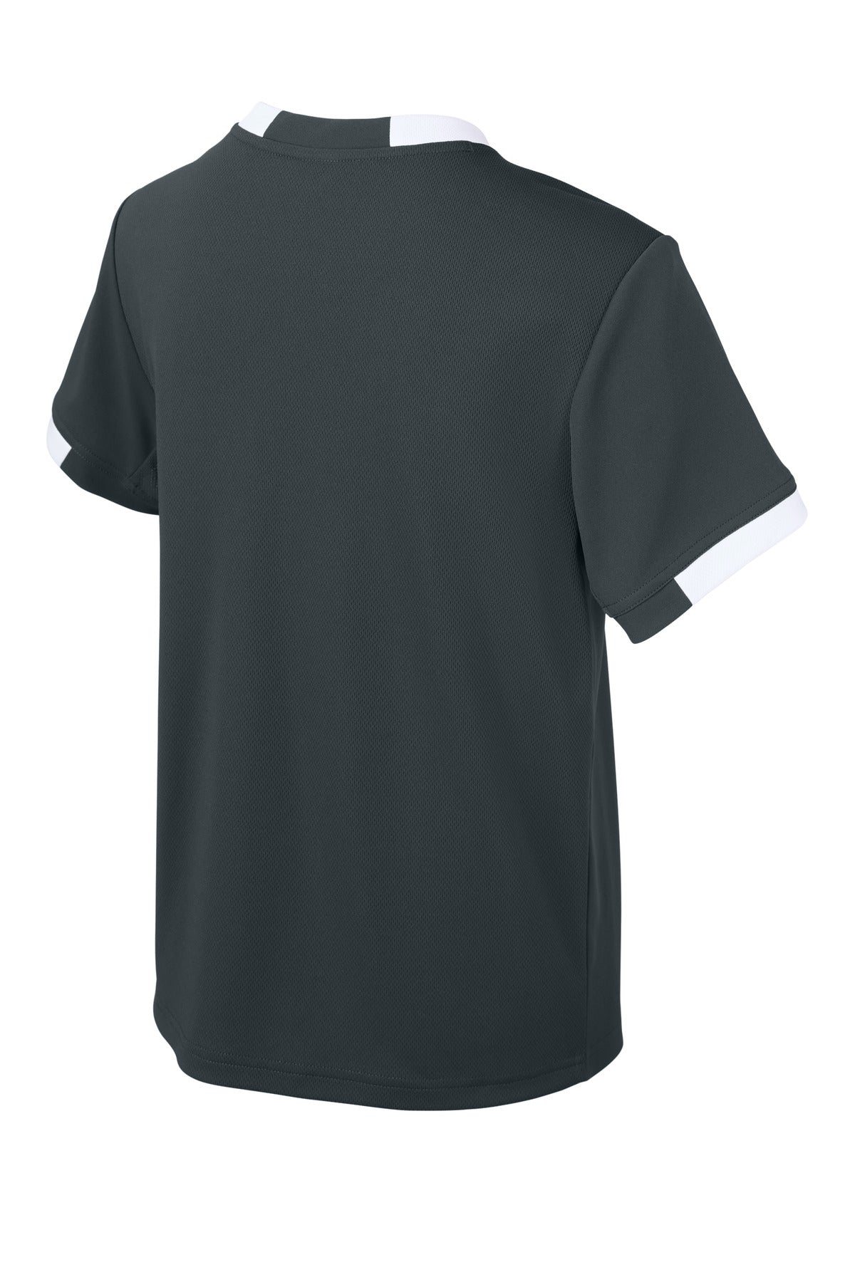 Sport-Tek Youth Club Short Sleeve Crew YST440 - Iron Grey/ White - Back (flat)