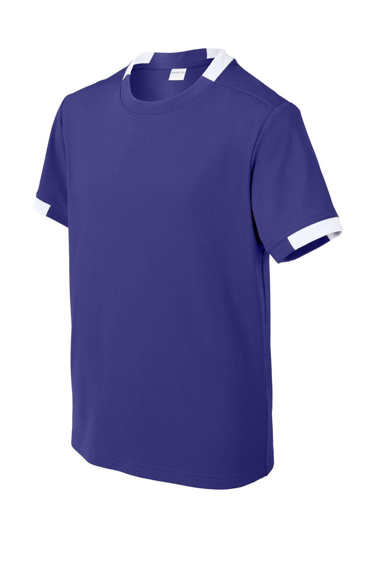 Sport-Tek Youth Club Short Sleeve Crew YST440 - Purple/ White - Front (flat)