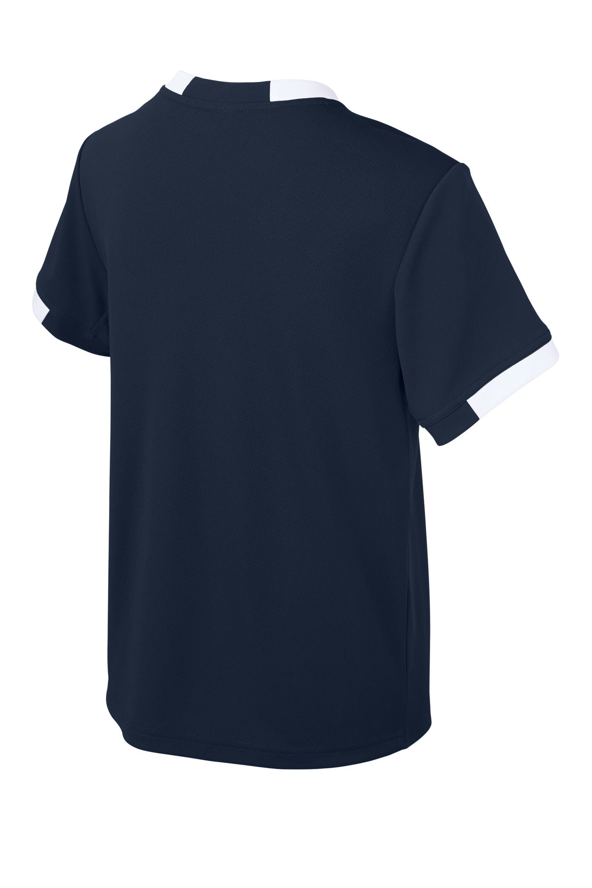 Sport-Tek Youth Club Short Sleeve Crew YST440 - True Navy/ White - Back (flat)