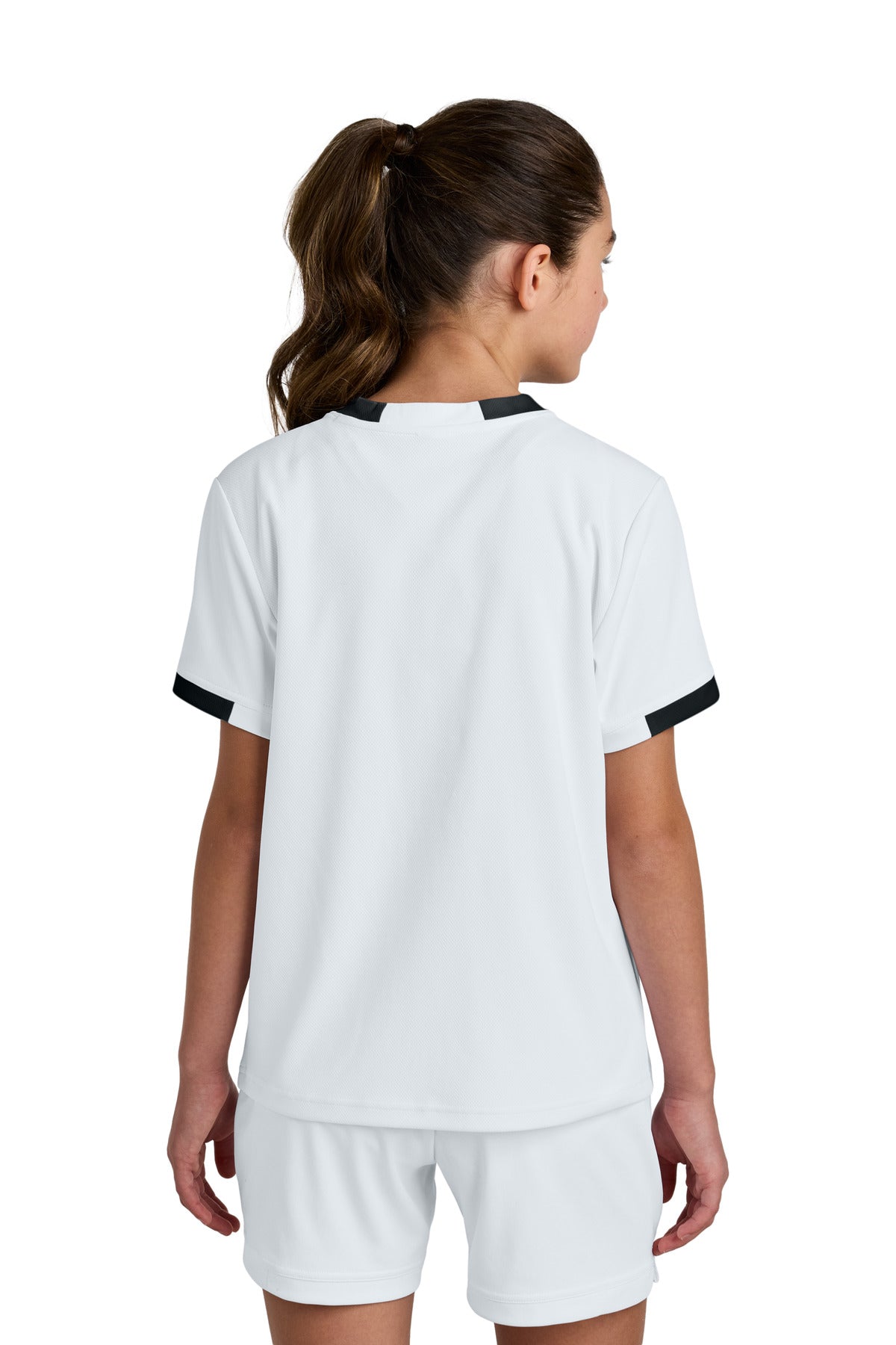 Sport-Tek Youth Club Short Sleeve Crew YST440 - White/ Black - Back