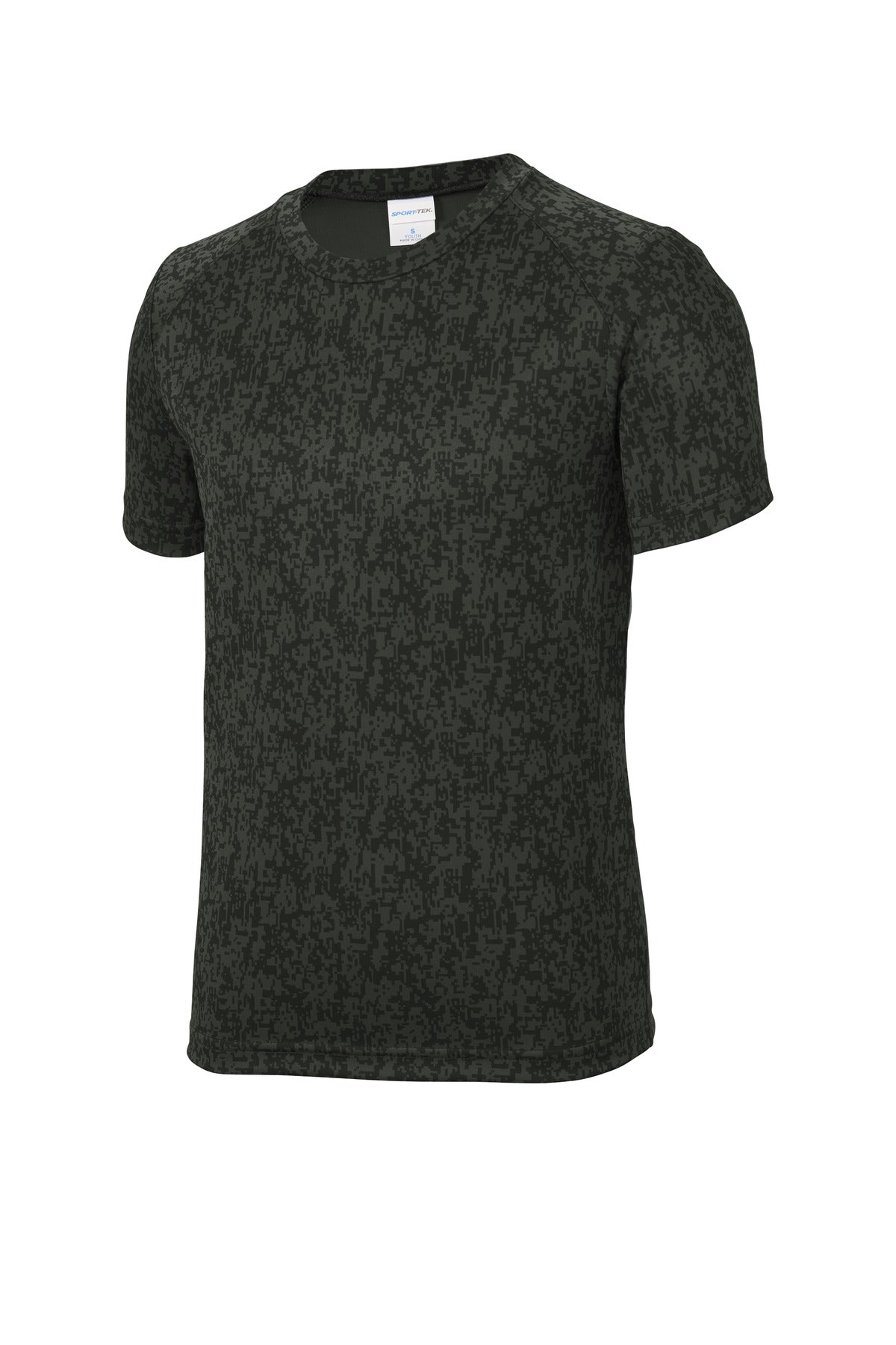 Sport-Tek Youth Digi Camo Tee YST460 - Black - Front (flat)