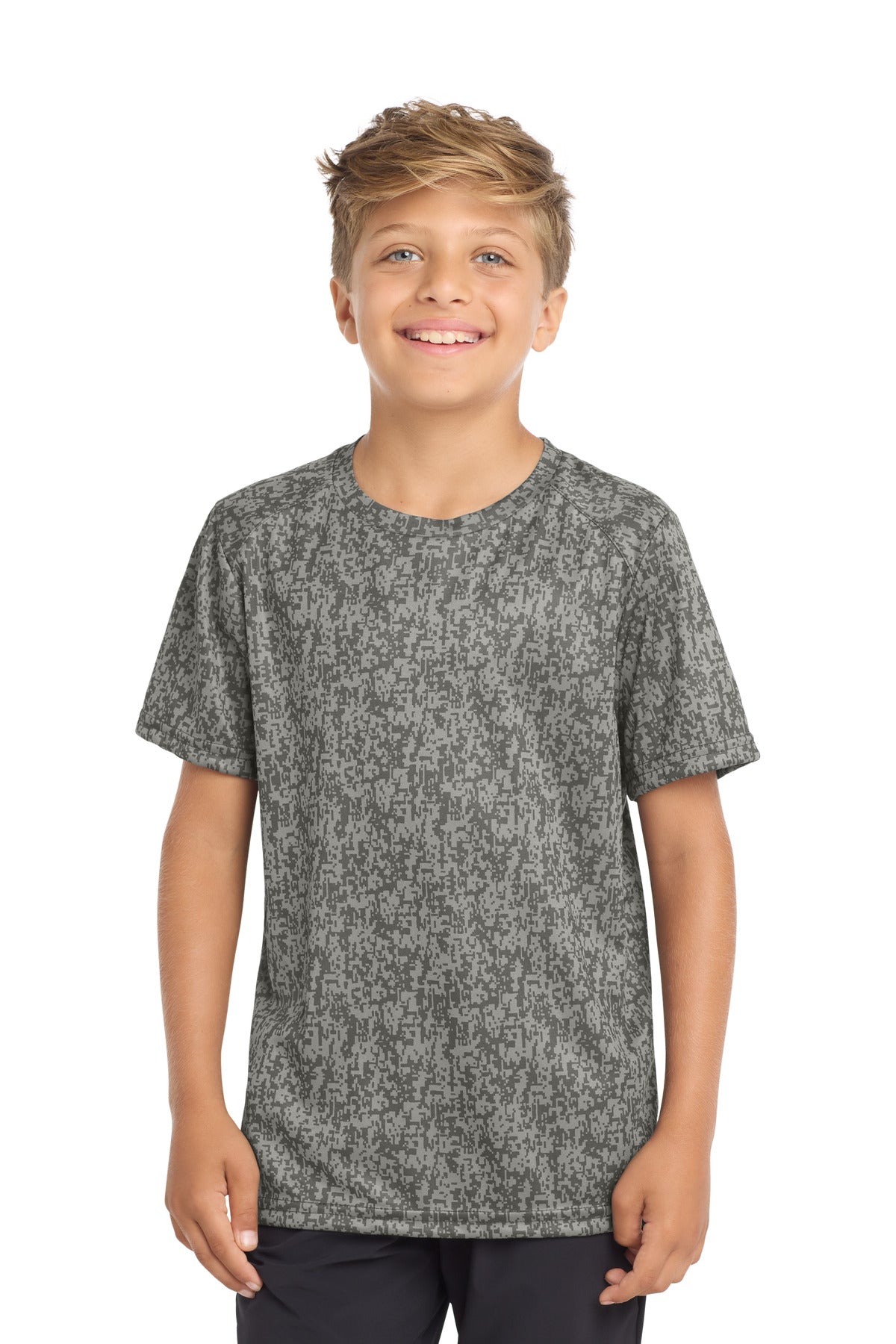 Sport-Tek Youth Digi Camo Tee YST460 - Grey Concrete - Front