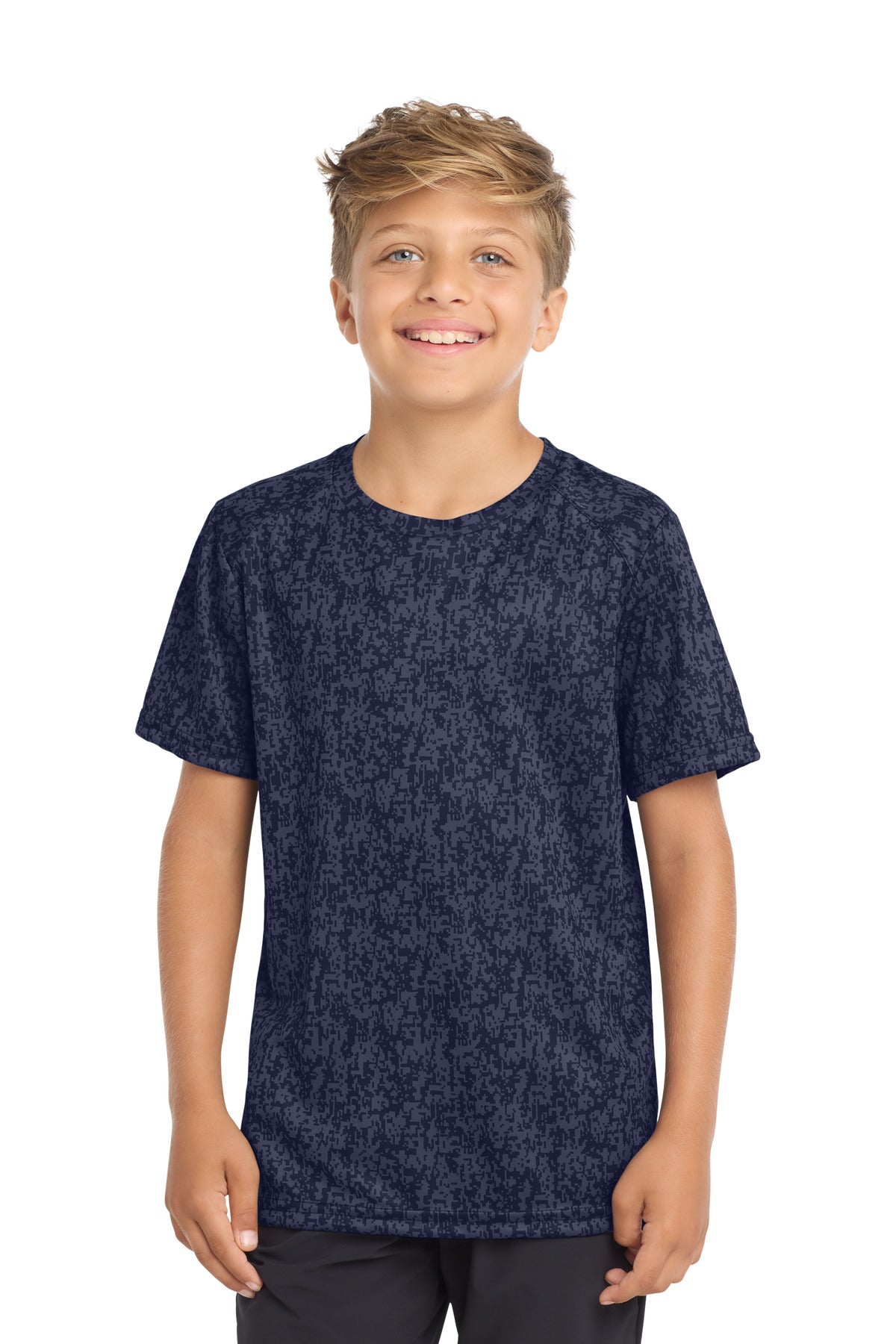 Sport-Tek Youth Digi Camo Tee YST460 - True Navy - Front