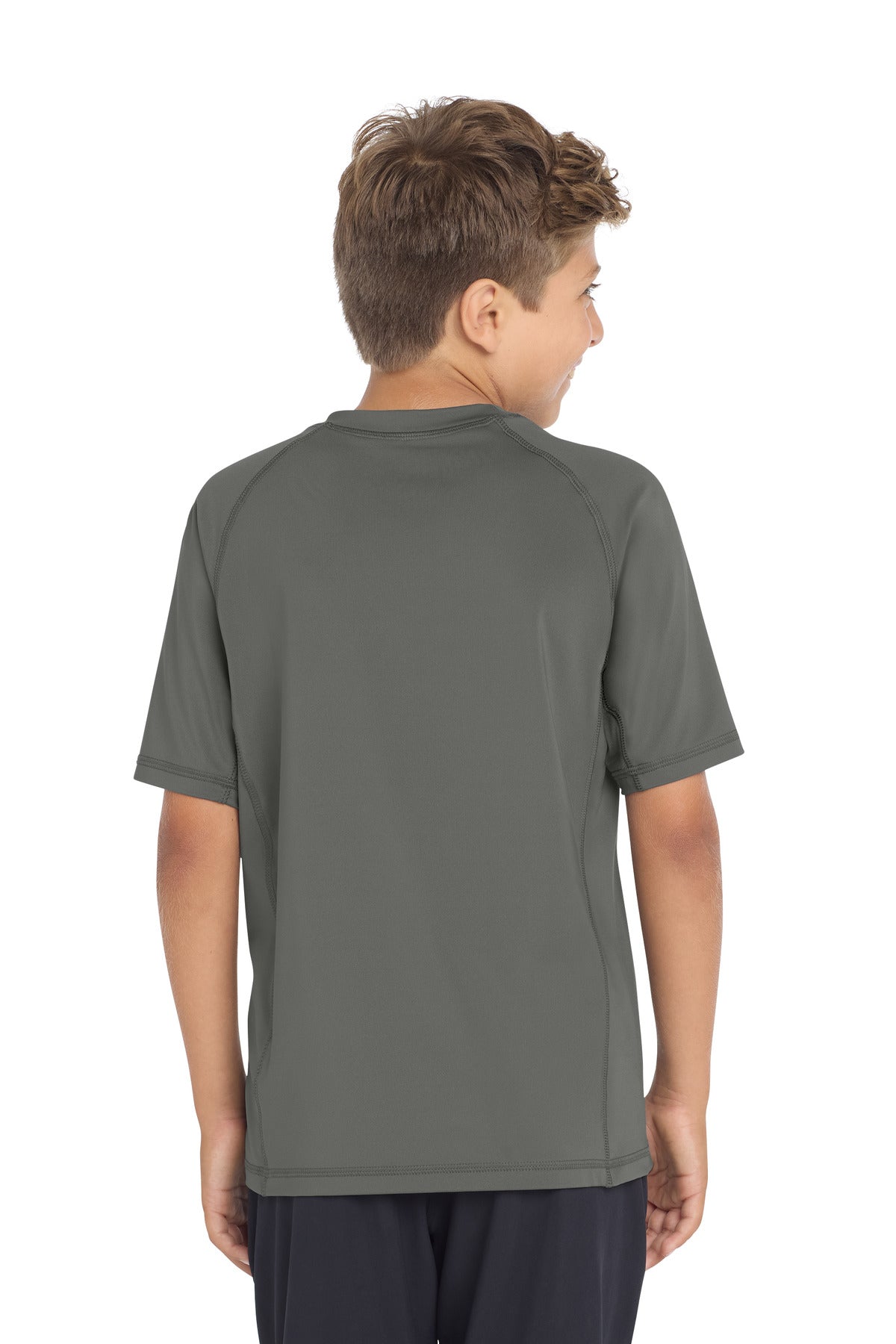Sport-Tek Youth Rashguard Tee YST470 - Dark Smoke Grey - Back