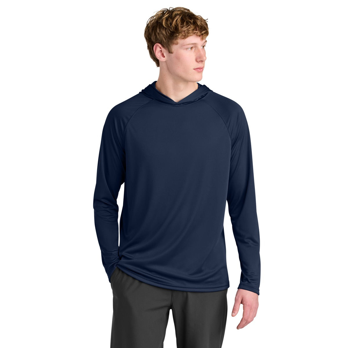 A4 N3409 Cooling Performance Hooded Tee, Navy, model front