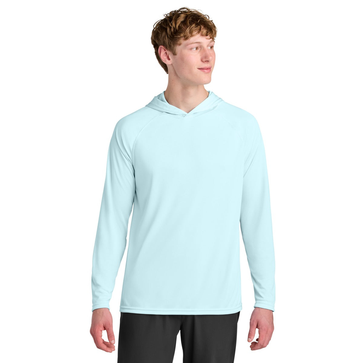 A4 N3409 Cooling Performance Hooded Tee, Pastel Blue, model front