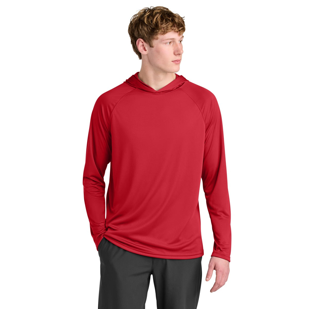 A4 N3409 Cooling Performance Hooded Tee, Scarlet, model front