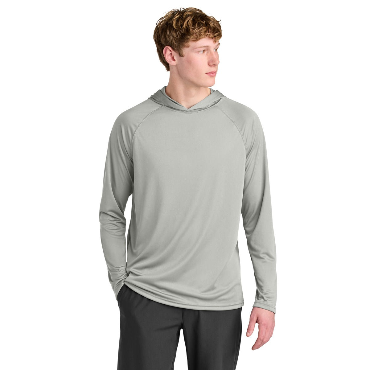 A4 N3409 Cooling Performance Hooded Tee, Silver, model front