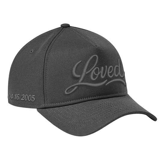 Loved 5 Panel Snapback Hat - Black/Ghost Black